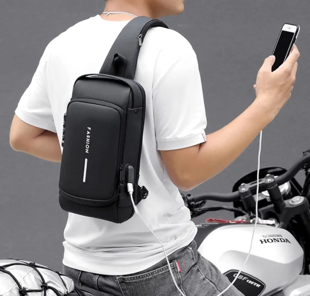 Bolso de hombro multifunción antirrobo USB para hombre, bandolera cruzada de viaje, bolsas de pecho, paquete de mensajero para hombre